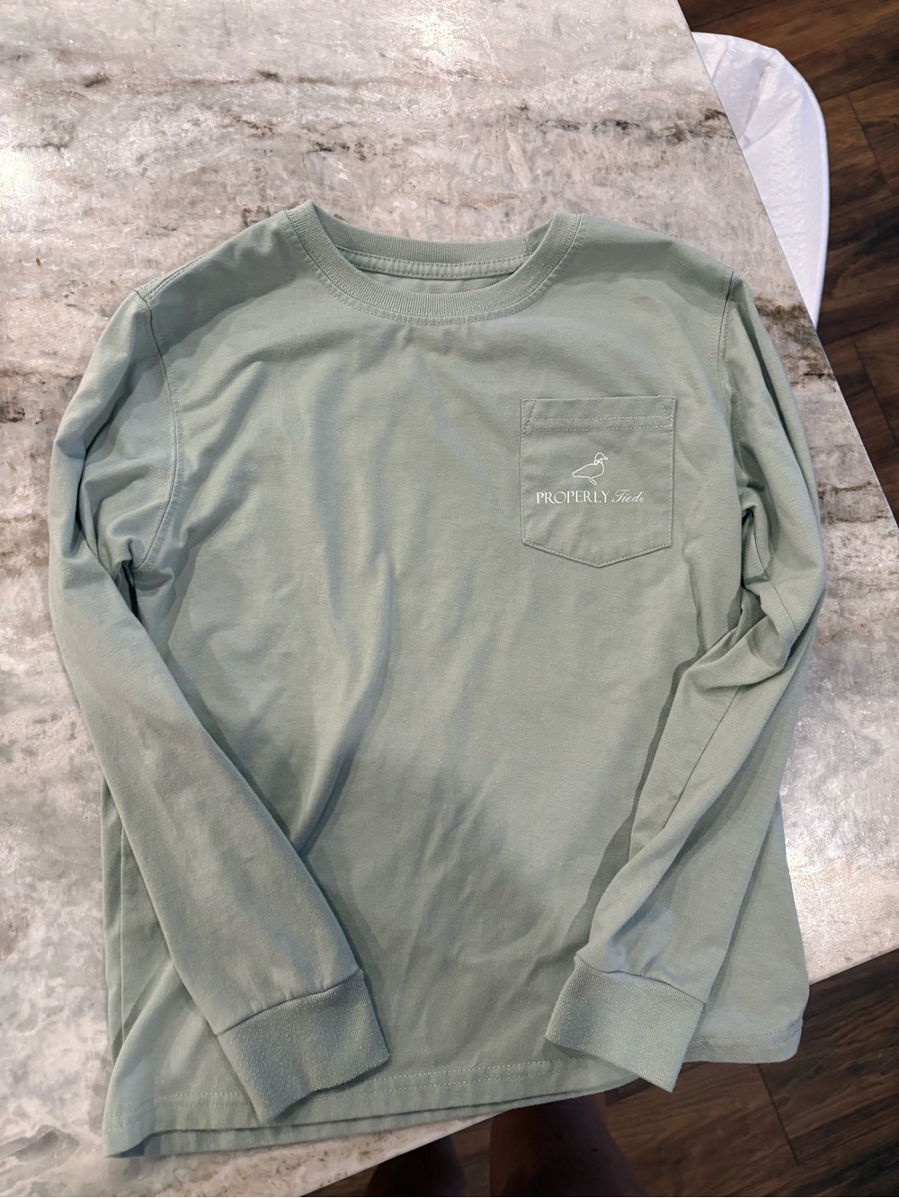 Properly Tucked Kids' Long Sleeve Pocket Tee — Sage Green